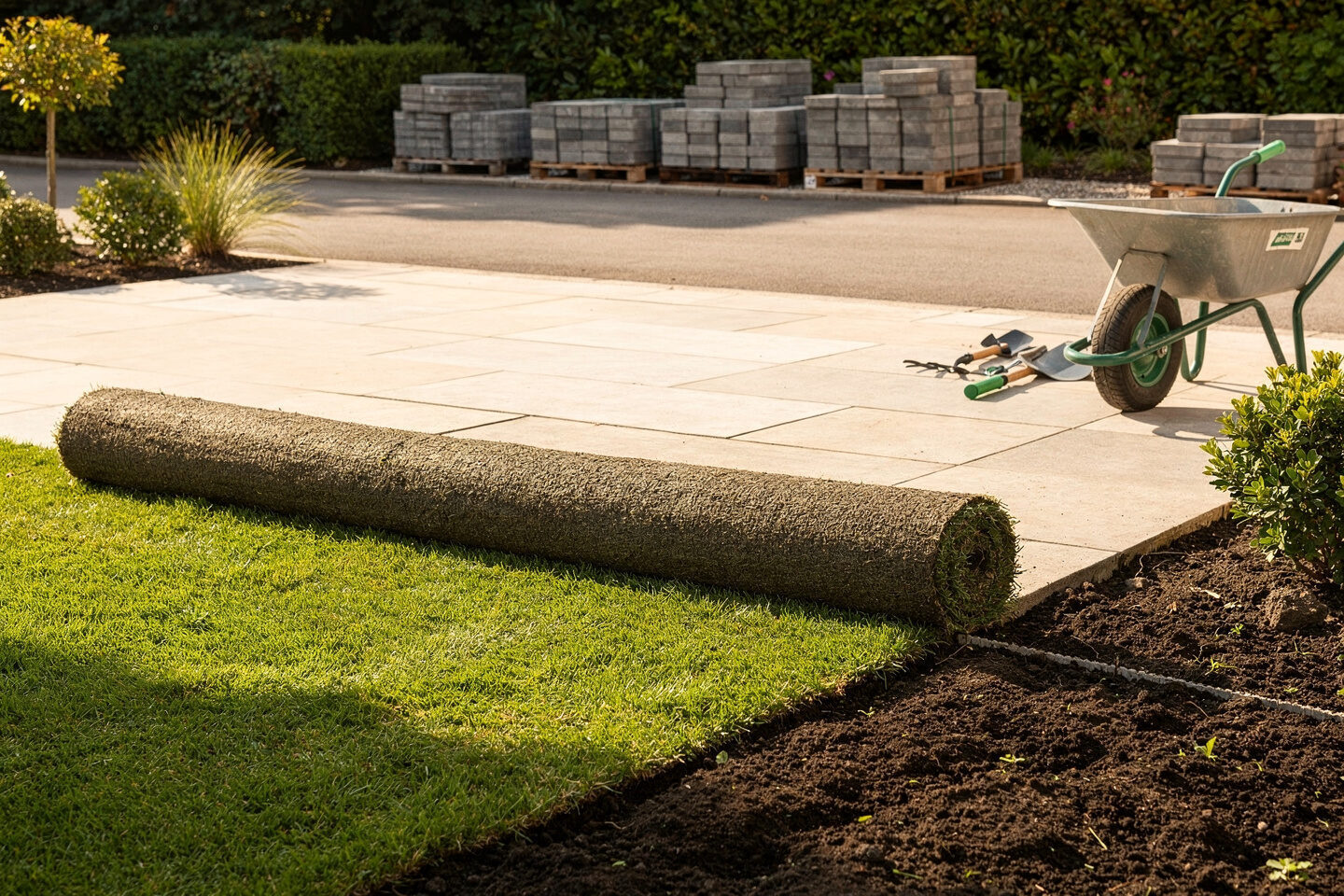 Gartenpflege – Gartenbau & Gartengestaltung, Rollrasen Verlegen, Pflasterarbeiten Terrasse & Einfahrt – Galabau De Wit